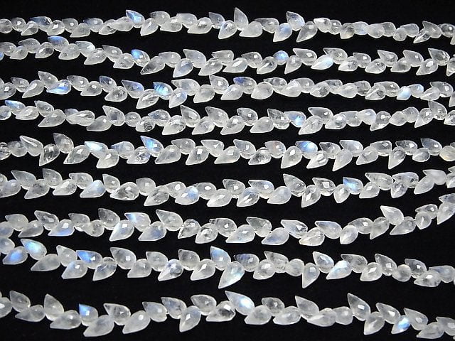 [Video]High Quality Rainbow Moonstone AA++ Flower Bud Faceted Briolette 1strand beads (aprx.5inch/13cm)