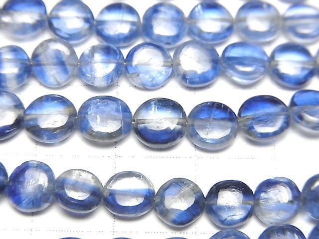 [Video]High Quality Kyanite AA++ Coin half or 1strand beads (aprx.15inch/37cm)