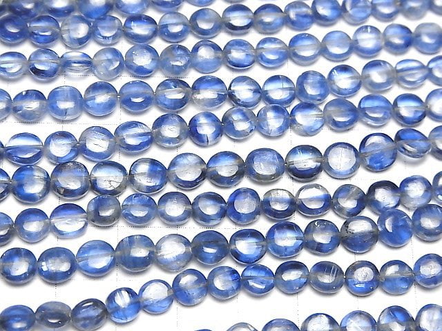 [Video]High Quality Kyanite AA++ Coin half or 1strand beads (aprx.15inch/37cm)