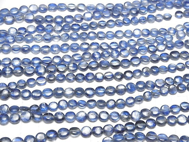 [Video]High Quality Kyanite AA++ Coin half or 1strand beads (aprx.15inch/37cm)