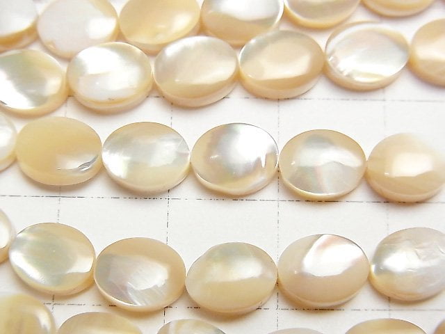 [Video]Mother of Pearl MOP Beige Oval 8x6mm 1strand beads (aprx.15inch/38cm)