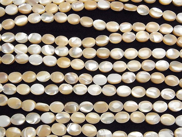 [Video]Mother of Pearl MOP Beige Oval 8x6mm 1strand beads (aprx.15inch/38cm)