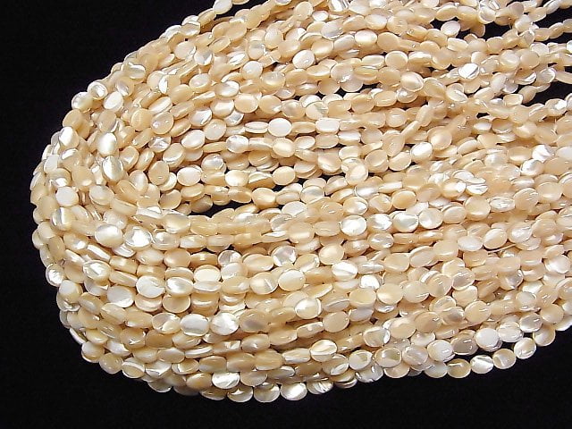 [Video]Mother of Pearl MOP Beige Oval 8x6mm 1strand beads (aprx.15inch/38cm)