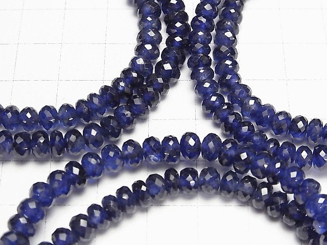 [Video]High Quality! Sapphire AAA Faceted Button Roundel 6x6x3mm Bracelet