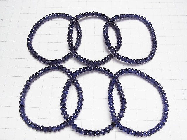 [Video]High Quality! Sapphire AAA Faceted Button Roundel 6x6x3mm Bracelet