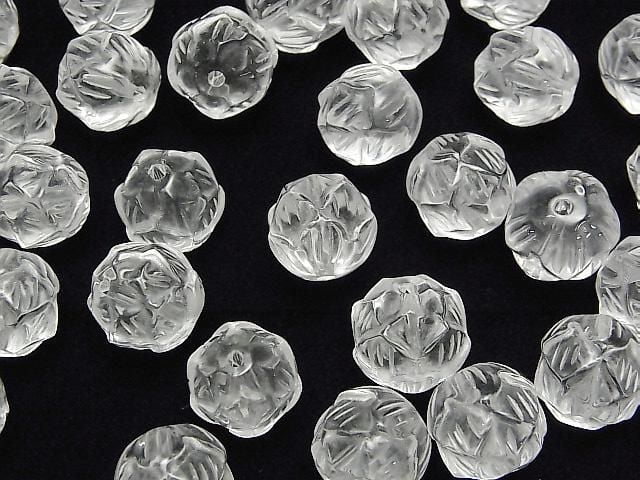 [Video] Crystal AAA Vertical Hole Lotus Carving 12mm 1pc