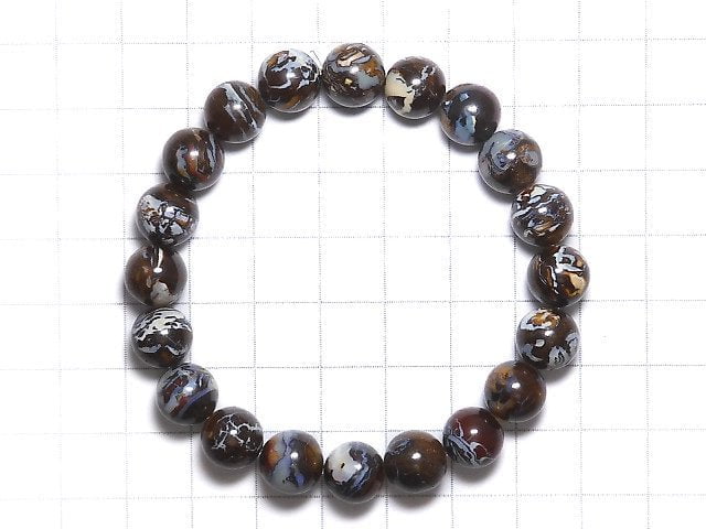 [Video][One of a kind] Australia Boulder Opal AA++ Round 9.5mm Bracelet NO.3
