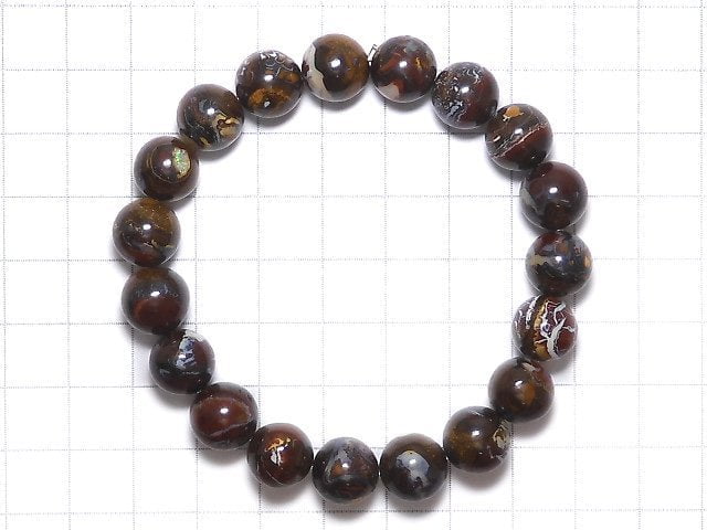 [Video][One of a kind] Australia Boulder Opal AA++ Round 10.5mm Bracelet NO.7