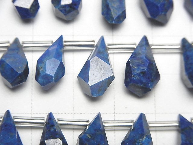 [Video]Lapislazuli AA++ Rough Drop Faceted Briolette 1strand (8pcs )