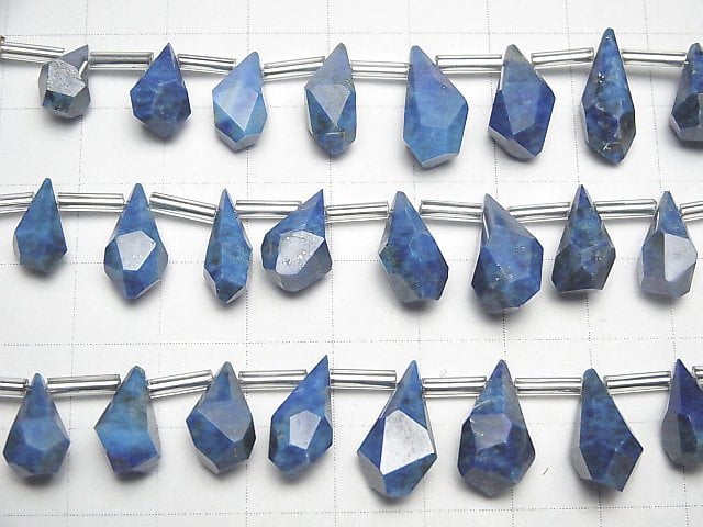 [Video]Lapislazuli AA++ Rough Drop Faceted Briolette 1strand (8pcs )