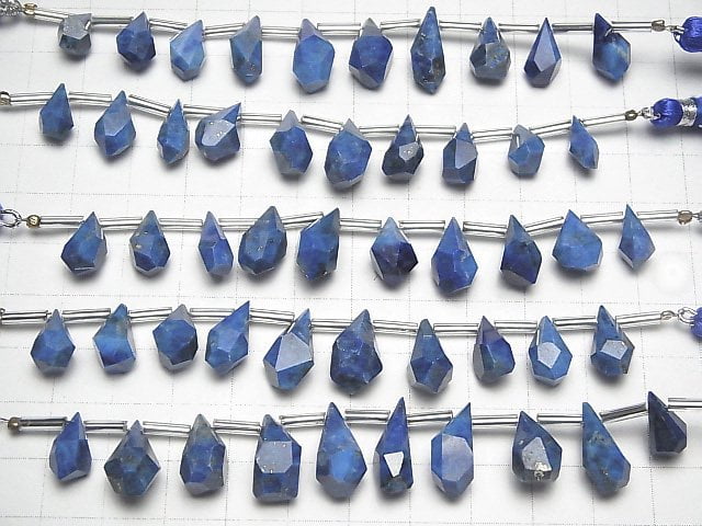 [Video]Lapislazuli AA++ Rough Drop Faceted Briolette 1strand (8pcs )