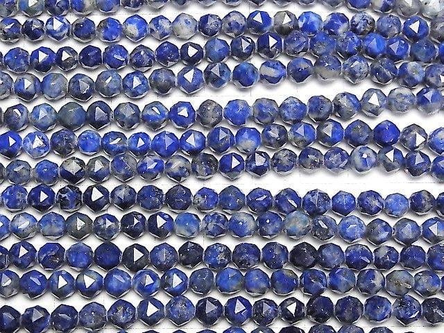 [Video]High Quality! Lapislazuli AA Star Faceted Round 6mm 1strand beads (aprx.15inch/37cm)