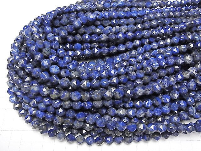 [Video]High Quality! Lapislazuli AA Star Faceted Round 8mm 1strand beads (aprx.15inch/37cm)