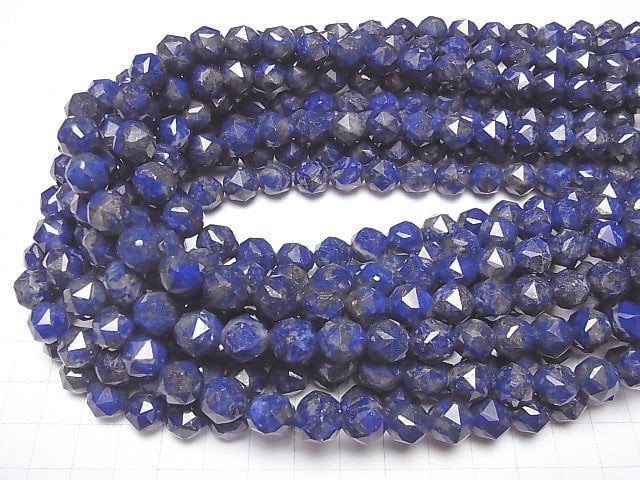 [Video] High Quality! Lapislazuli AA Star Faceted Round 10mm 1strand beads (aprx.15inch/37cm)