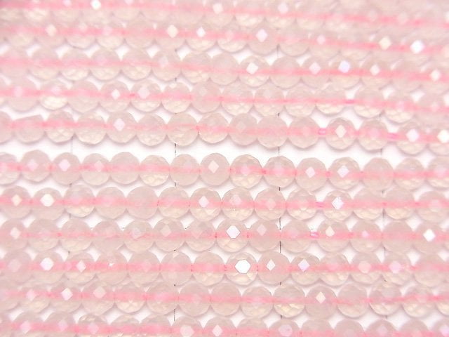 [Video]High Quality! Flash,Rose Quartz 32Faceted Round 3mm 1strand beads (aprx.15inch/36cm)