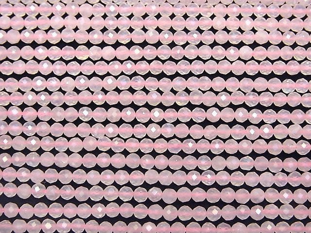 [Video]High Quality! Flash,Rose Quartz 32Faceted Round 3mm 1strand beads (aprx.15inch/36cm)