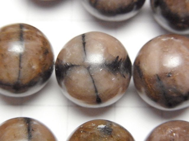 [Video]Chiastolite Round 16mm half or 1strand beads (aprx.7inch/17cm)