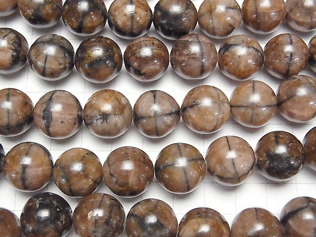 [Video]Chiastolite Round 16mm half or 1strand beads (aprx.7inch/17cm)