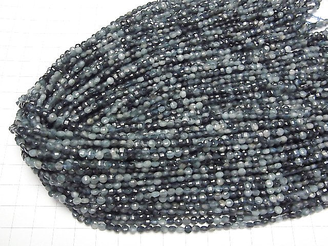[Video]High Quality! Indigolite Tourmaline AA Faceted Coin 4x4x2mm 1strand beads (aprx.15inch/37cm)