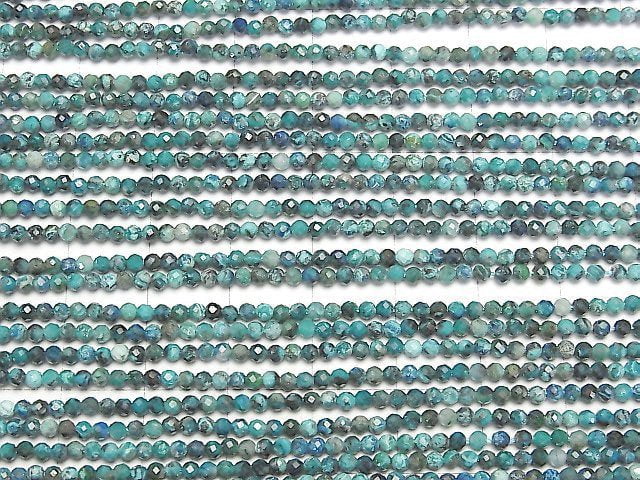 [Video]High Quality! Chrysocolla AA++ Faceted Round 2mm 1strand beads (aprx.15inch/37cm)