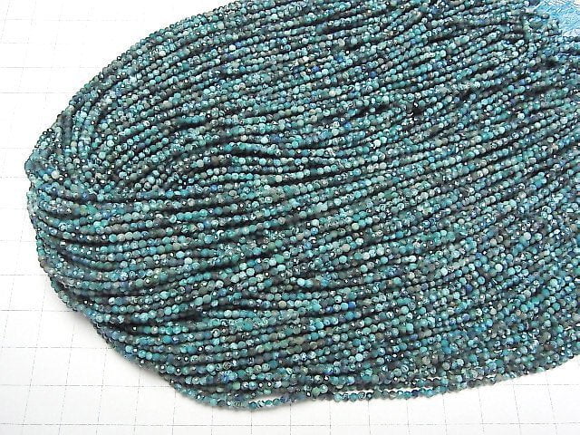 [Video]High Quality! Chrysocolla AA++ Faceted Round 2mm 1strand beads (aprx.15inch/37cm)