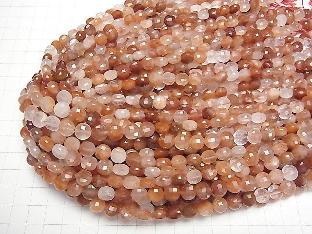 [Video]High Quality! Red Hematite Quartz Faceted Coin 8x8x5mm 1strand beads (aprx.15inch/36cm)