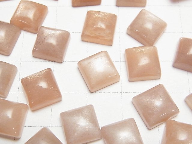 [Video] Peach Moonstone AAA- Square Cabochon 10x10mm 3pcs