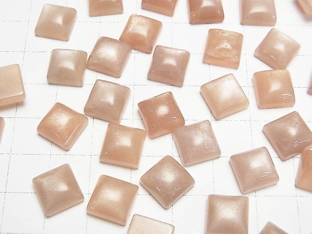 [Video] Peach Moonstone AAA- Square Cabochon 10x10mm 3pcs