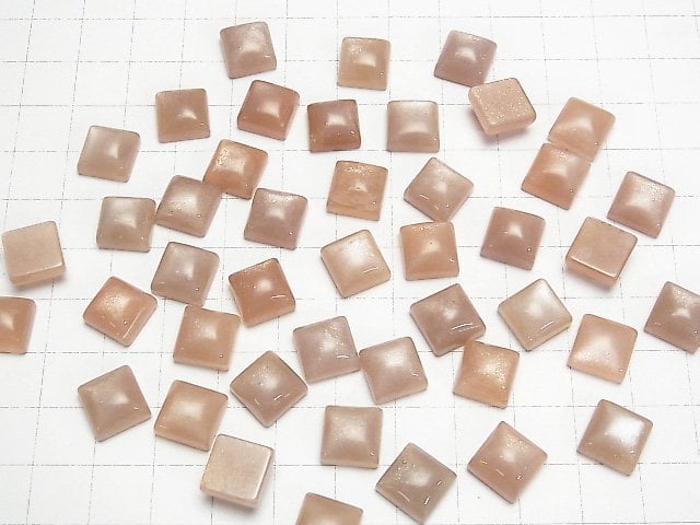 [Video] Peach Moonstone AAA- Square Cabochon 10x10mm 3pcs