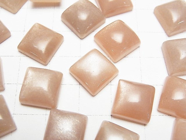 [Video] Peach Moonstone AAA- Square Cabochon 12x12mm 2pcs