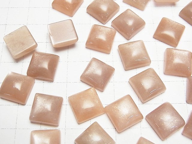 [Video] Peach Moonstone AAA- Square Cabochon 12x12mm 2pcs