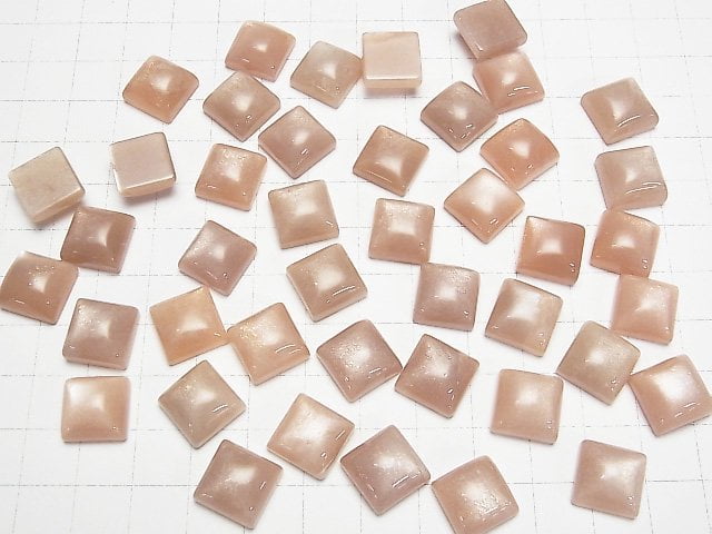 [Video] Peach Moonstone AAA- Square Cabochon 12x12mm 2pcs