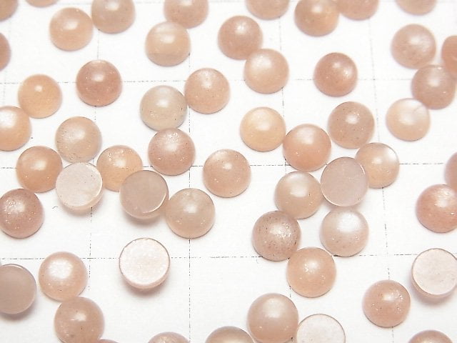 [Video] Peach Moonstone AAA- Round Cabochon 5x5mm 10pcs