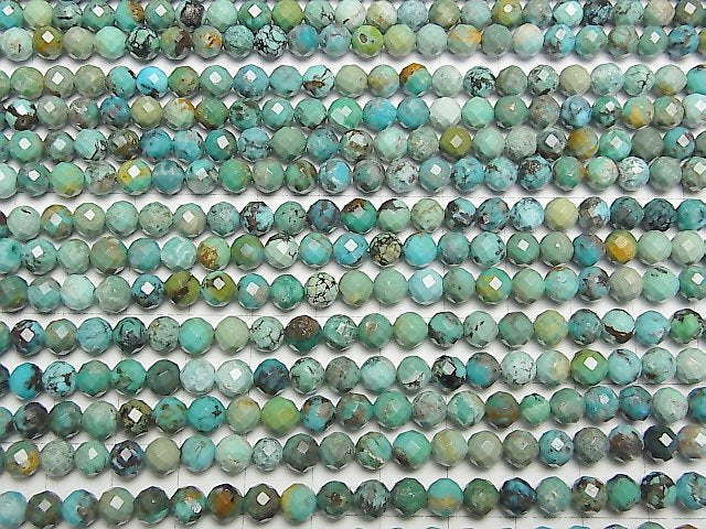[Video]High Quality! Turquoise AA++ Faceted Round 5.5mm half or 1strand beads (aprx.15inch/36cm)
