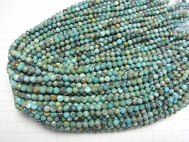 [Video]High Quality! Turquoise AA++ Faceted Round 5.5mm half or 1strand beads (aprx.15inch/36cm)