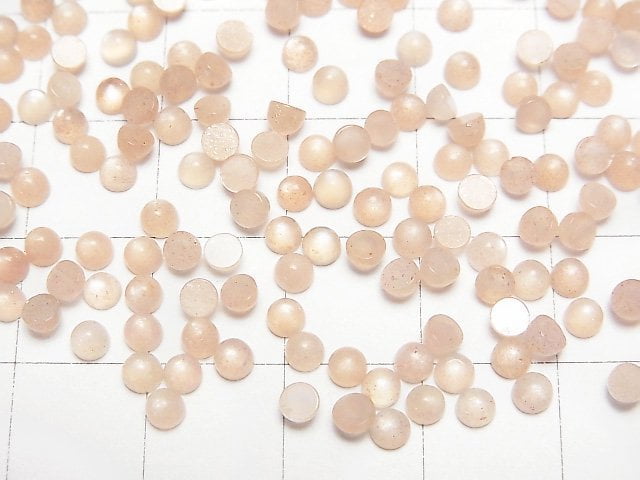 [Video] Peach Moonstone AAA- Round Cabochon 3x3mm 10pcs