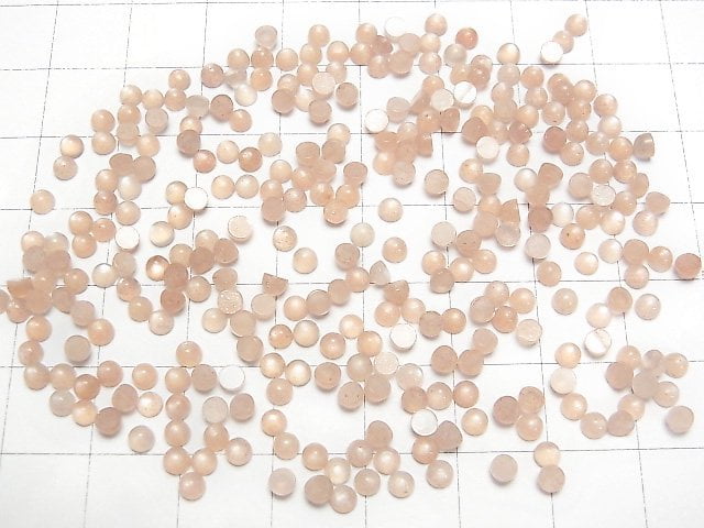 [Video] Peach Moonstone AAA- Round Cabochon 3x3mm 10pcs