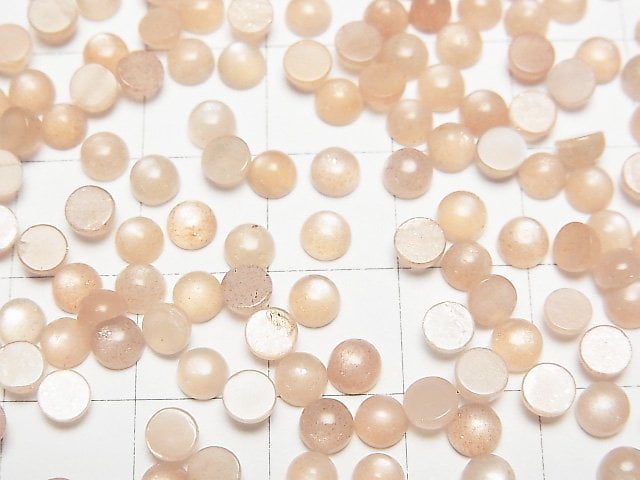 [Video] Peach Moonstone AAA- Round Cabochon 4x4mm 10pcs