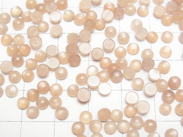 [Video] Peach Moonstone AAA- Round Cabochon 4x4mm 10pcs