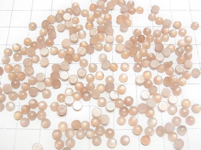 [Video] Peach Moonstone AAA- Round Cabochon 4x4mm 10pcs