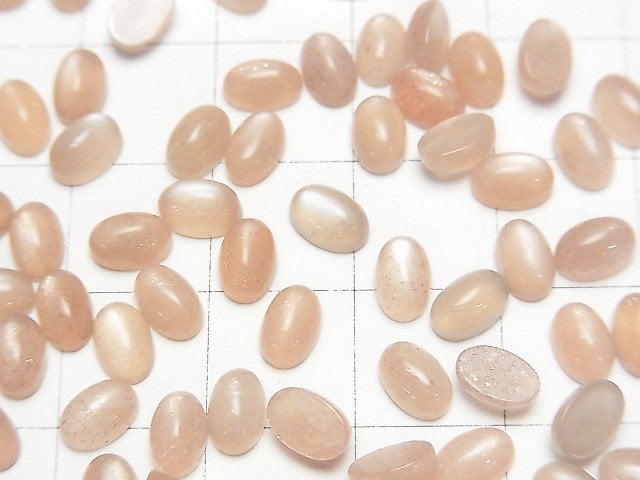 [Video] Peach Moonstone AAA- Oval Cabochon 6x4mm 10pcs