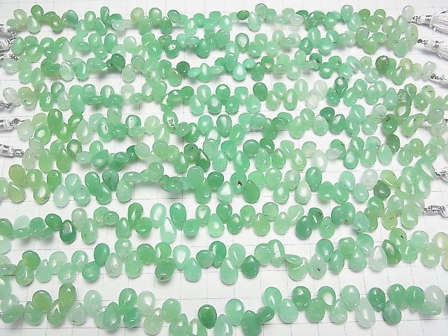 [Video] Chrysoprase AA++ Pear shape (Smooth) Color Gradation half or 1strand beads (aprx.7inch/18cm)