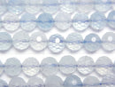 [Video]High Quality! Aquamarine AA++ 128Faceted Round 6.5mm half or 1strand beads (aprx.15inch/37cm)