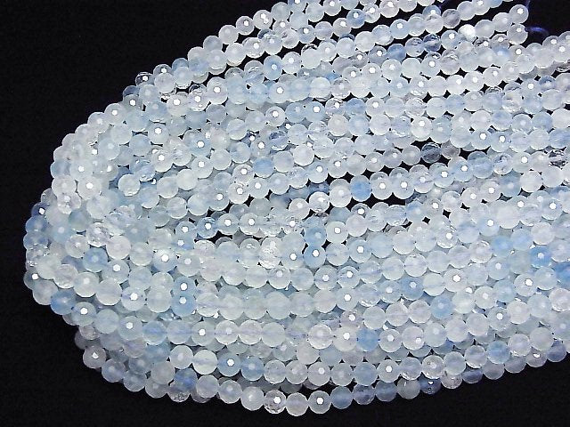 [Video]High Quality! Aquamarine AA++ 128Faceted Round 6.5mm half or 1strand beads (aprx.15inch/37cm)