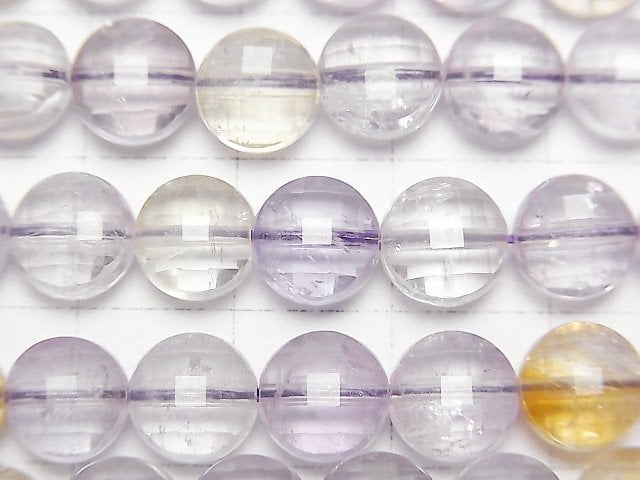 [Video]High Quality! Amethyst xCitrine AA++ Faceted Coin 8x8x5mm 1strand beads (aprx.15inch/36cm)