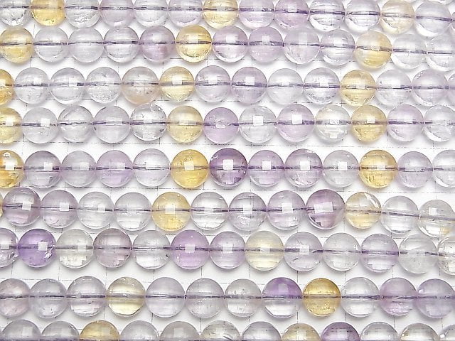 [Video]High Quality! Amethyst xCitrine AA++ Faceted Coin 8x8x5mm 1strand beads (aprx.15inch/36cm)