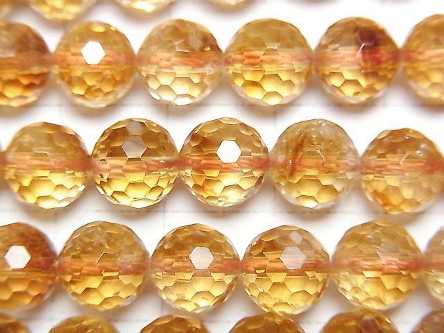 [Video]High Quality! Phantom Citrine AAA- 128Faceted Round 8mm half or 1strand beads (aprx.15inch/36cm)