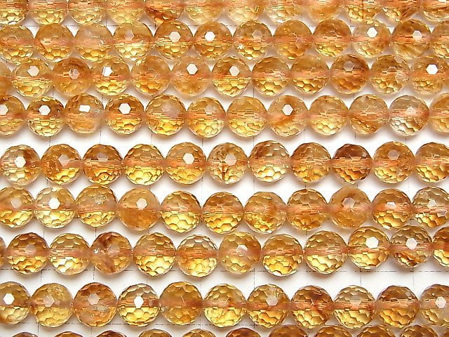 [Video]High Quality! Phantom Citrine AAA- 128Faceted Round 8mm half or 1strand beads (aprx.15inch/36cm)