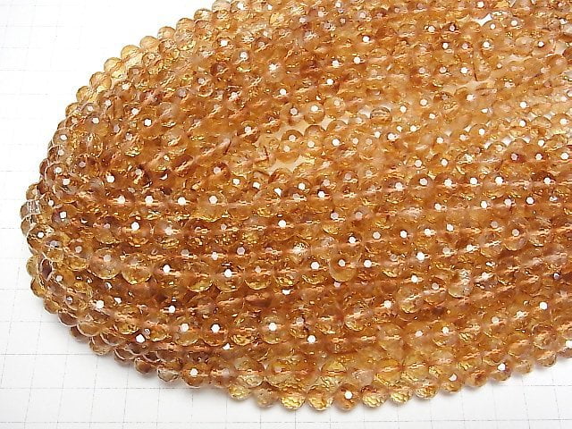 [Video]High Quality! Phantom Citrine AAA- 128Faceted Round 8mm half or 1strand beads (aprx.15inch/36cm)