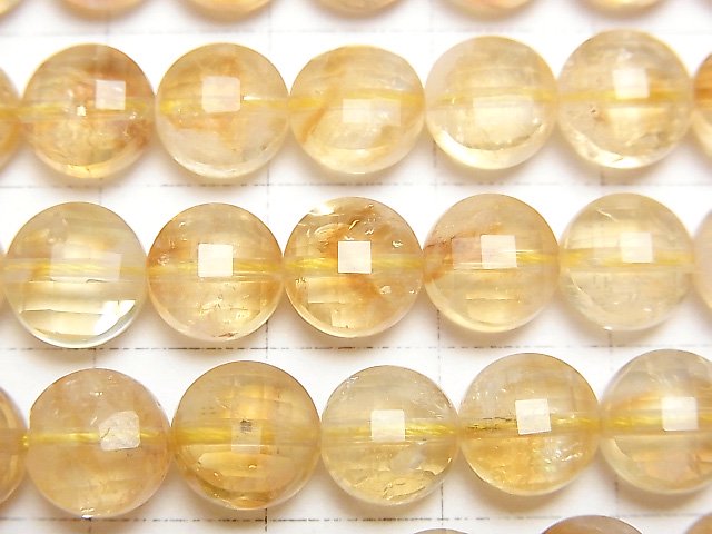 [Video]High Quality! Phantom Citrine AA+ Faceted Coin 8x8x5mm 1strand beads (aprx.15inch/36cm)